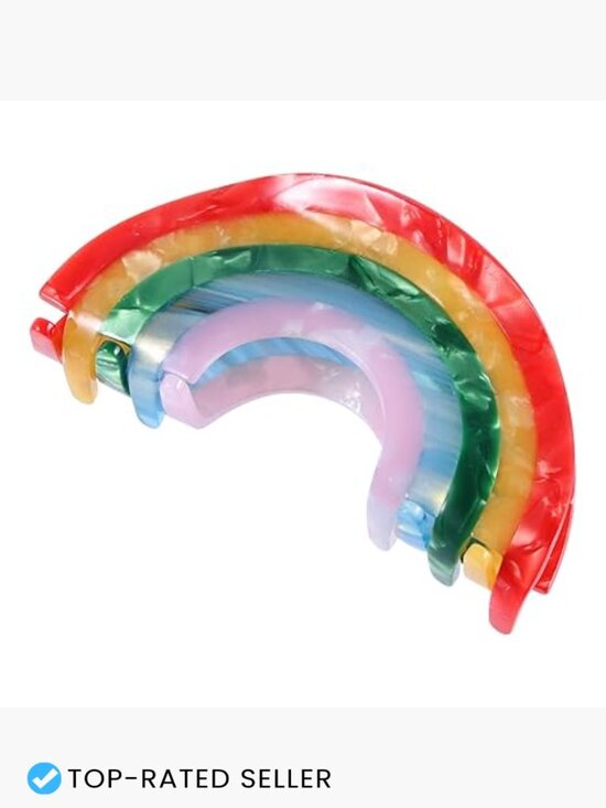 Large Rainbow Hair Claw Clip Non Slip 3.5inch Acrylic Acetate Strong Hold Jaw